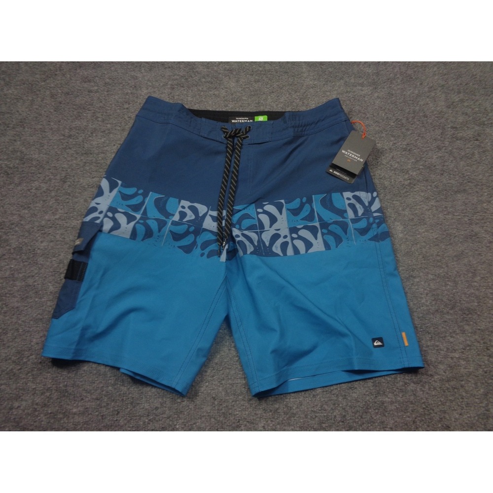 Quicksilver Waterman Boardshorts Mens 31 Blue Collection  Zip Side Pockets Surf